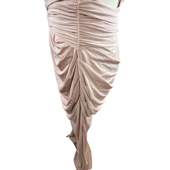 House of CB Dominique Maxi Dress Nude Ruched Backless Wrap | Medium - Picture 11 of 16
